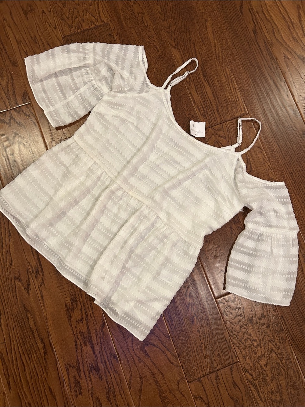 1. State White Cold-Shoulder Textured Camisole
